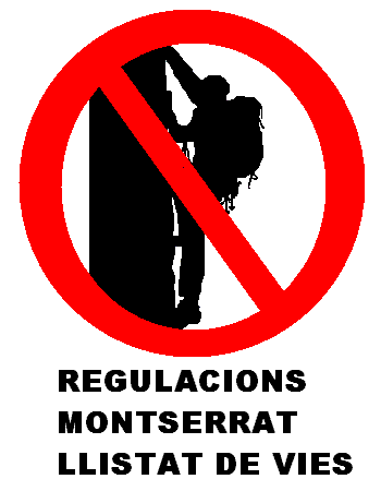 Regulaci&oacute; de l'escalada a Montserrat: llistat de vies afectades